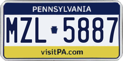 PA license plate MZL5887