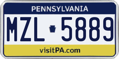PA license plate MZL5889