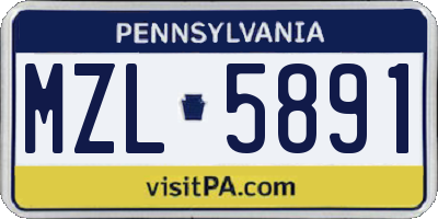 PA license plate MZL5891