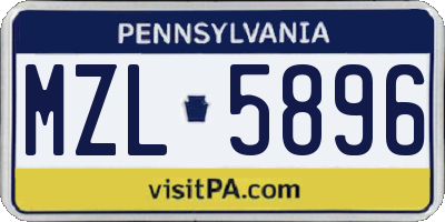 PA license plate MZL5896