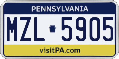 PA license plate MZL5905