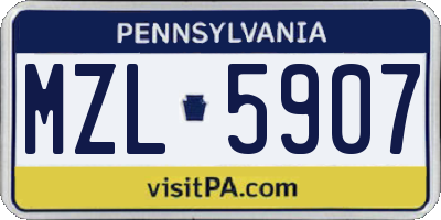 PA license plate MZL5907