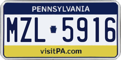 PA license plate MZL5916