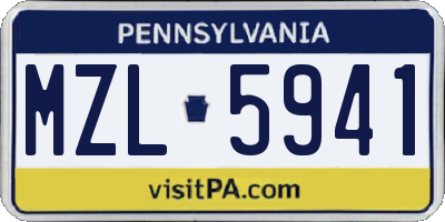 PA license plate MZL5941