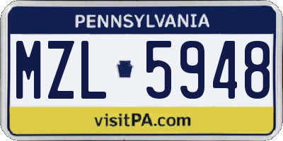 PA license plate MZL5948