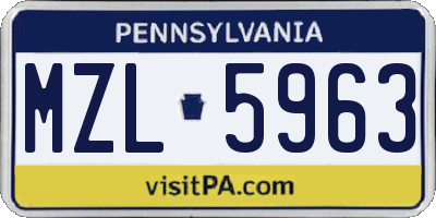 PA license plate MZL5963