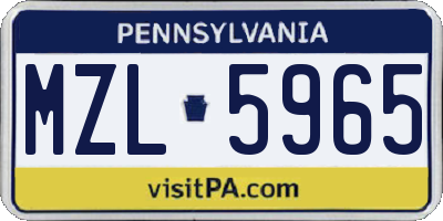 PA license plate MZL5965