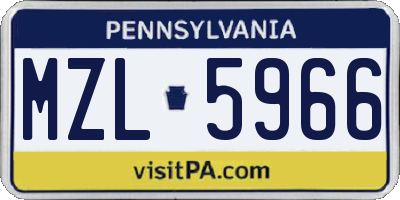 PA license plate MZL5966