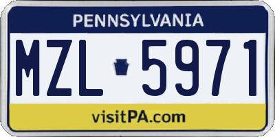 PA license plate MZL5971