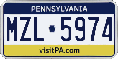 PA license plate MZL5974