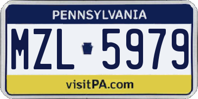 PA license plate MZL5979
