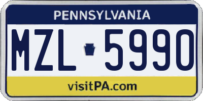 PA license plate MZL5990
