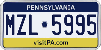 PA license plate MZL5995