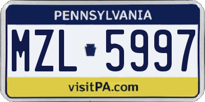 PA license plate MZL5997