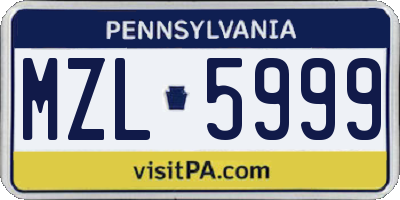 PA license plate MZL5999