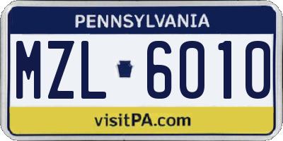 PA license plate MZL6010