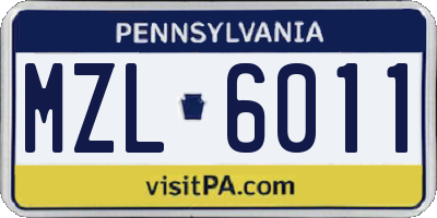 PA license plate MZL6011