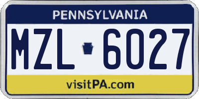 PA license plate MZL6027