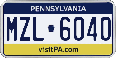 PA license plate MZL6040