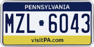 PA license plate MZL6043