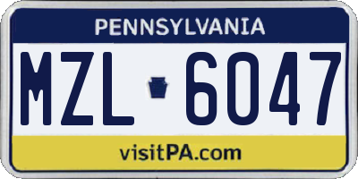 PA license plate MZL6047