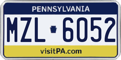 PA license plate MZL6052