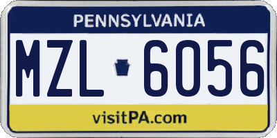 PA license plate MZL6056