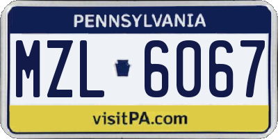 PA license plate MZL6067