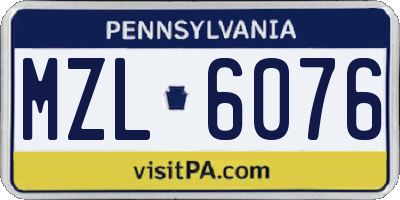 PA license plate MZL6076