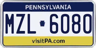 PA license plate MZL6080