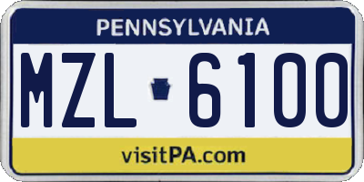 PA license plate MZL6100