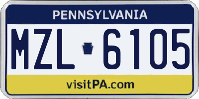 PA license plate MZL6105