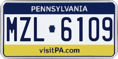 PA license plate MZL6109