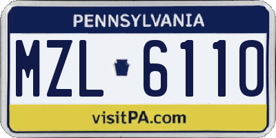 PA license plate MZL6110