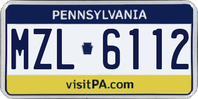 PA license plate MZL6112