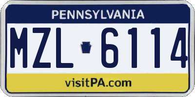 PA license plate MZL6114
