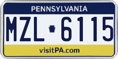 PA license plate MZL6115