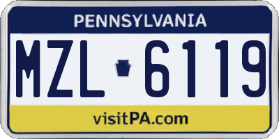 PA license plate MZL6119