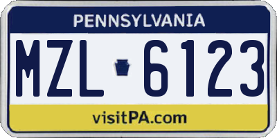 PA license plate MZL6123