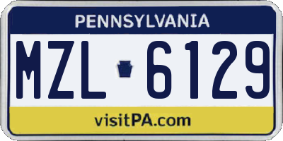 PA license plate MZL6129