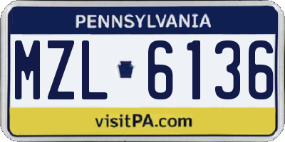 PA license plate MZL6136