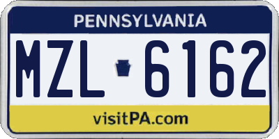 PA license plate MZL6162