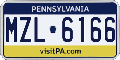 PA license plate MZL6166