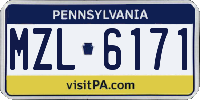 PA license plate MZL6171