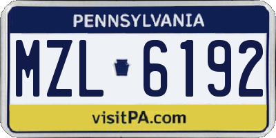 PA license plate MZL6192