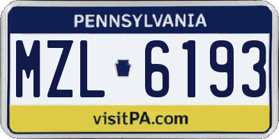 PA license plate MZL6193