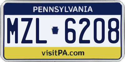 PA license plate MZL6208