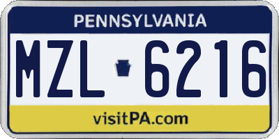 PA license plate MZL6216