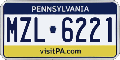 PA license plate MZL6221