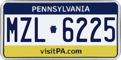 PA license plate MZL6225